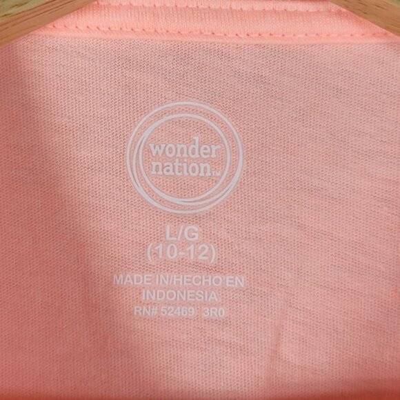 2/$15 Wonder Nation Heart Pullover Top Peach Orange Large Long Sleeve Pocket - Picture 6 of 7